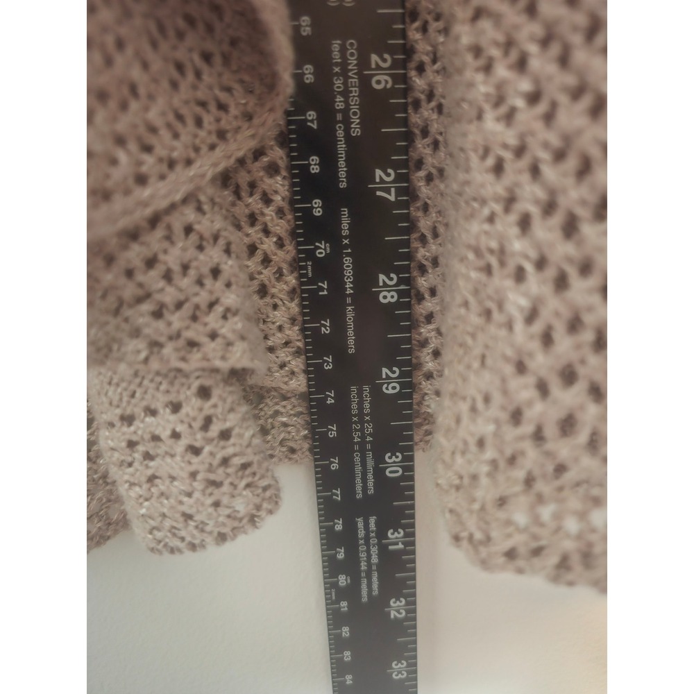 Boho Knox Rose Open Front Cardigan Women XXL Taupe Pointelle Knit Shawl Collar - Picture 7 of 8